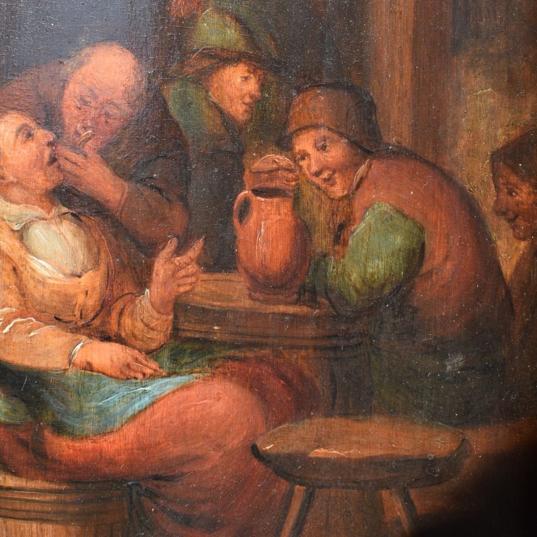 Tableau flamand, Le dentiste, début du XVIIIe siècle-photo-1