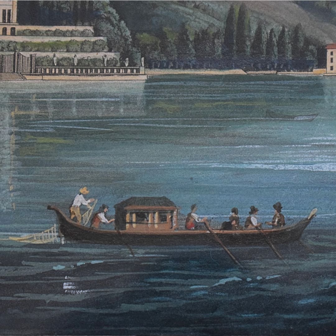 Tempera On Paper Depicting Villa Sommariva (now Villa Carlotta), Lake Como, Second Half-photo-2