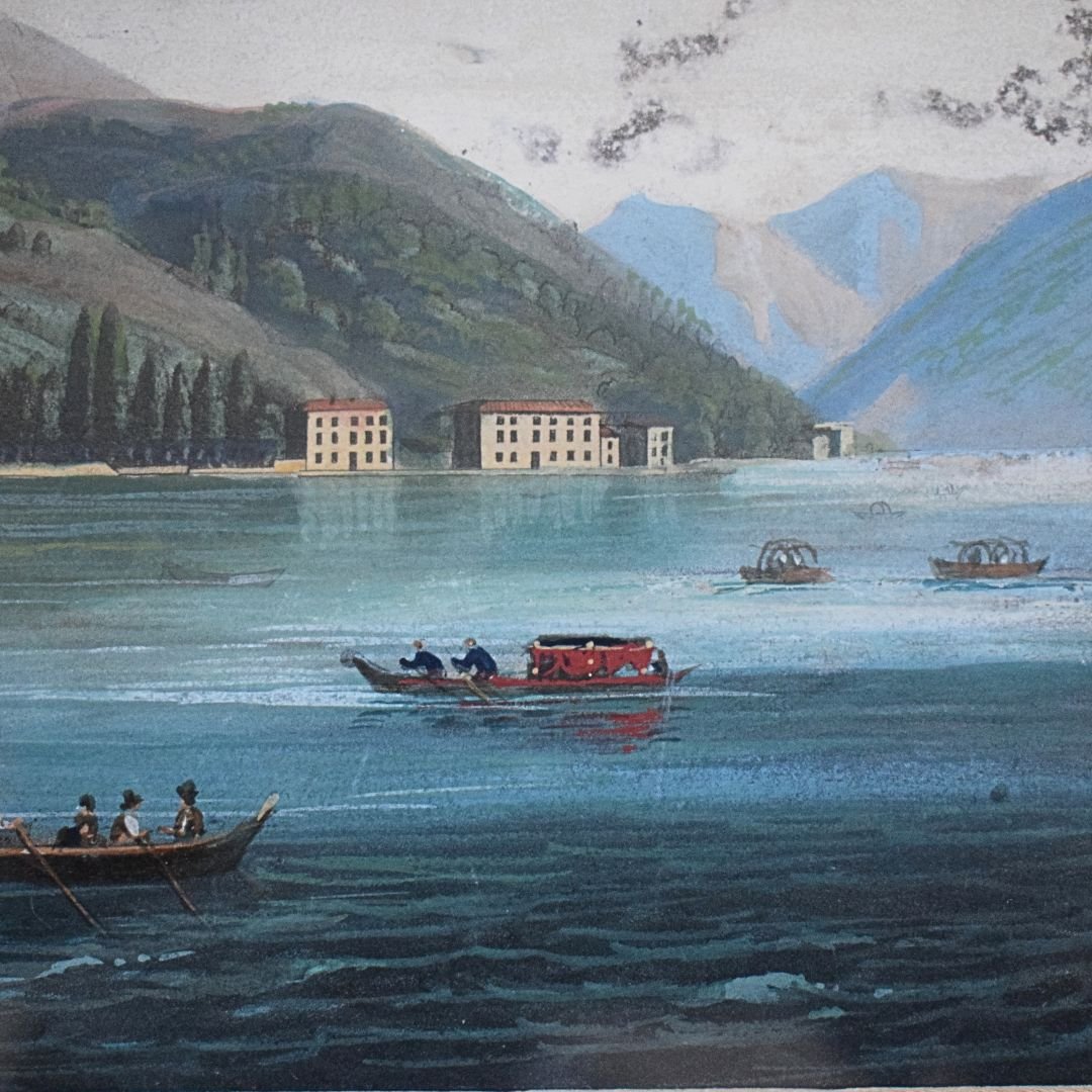 Tempera On Paper Depicting Villa Sommariva (now Villa Carlotta), Lake Como, Second Half-photo-3