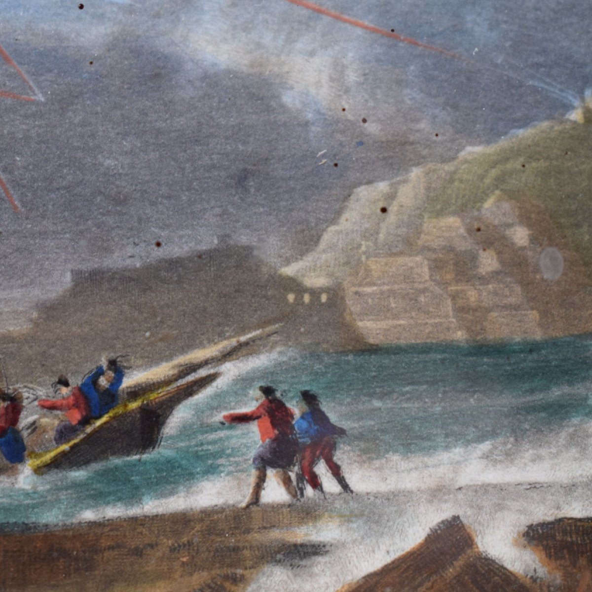 Caprice architectural avec tempête maritime, gouache de la fin du XVIIIe siècle-photo-1