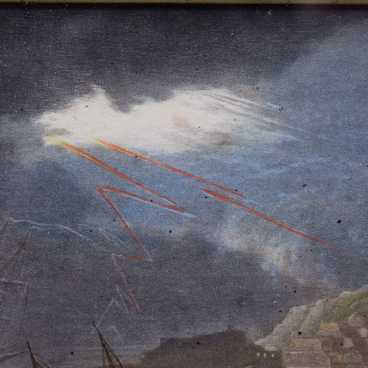 Caprice architectural avec tempête maritime, gouache de la fin du XVIIIe siècle-photo-6