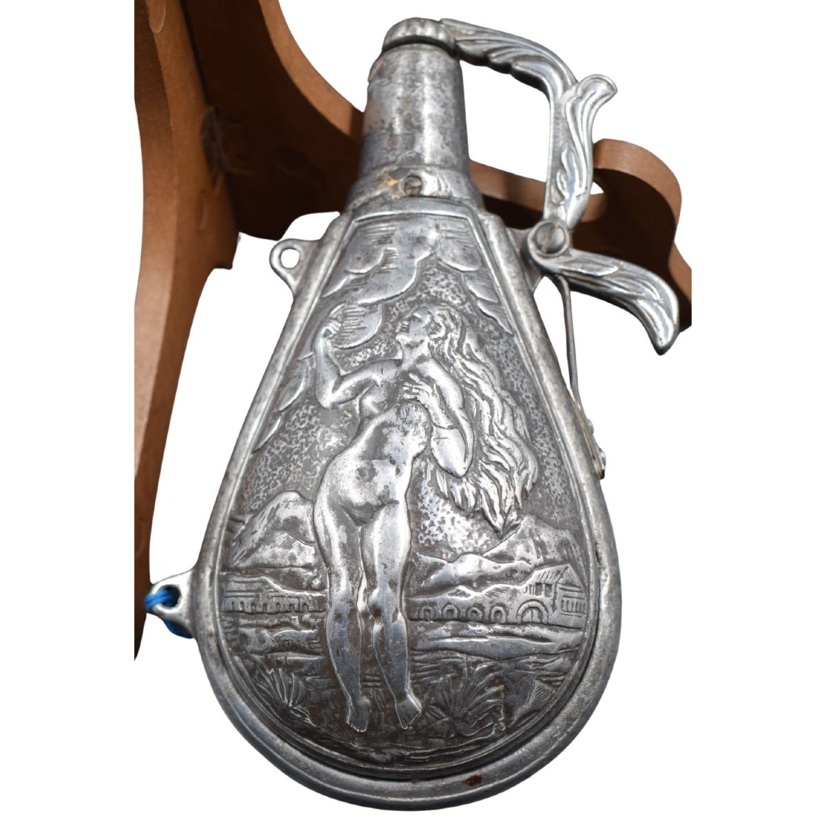 A Flask For Gunpowder Made Of Stamped And Chiseled Iron, Decorated With Mythological Figures-photo-3