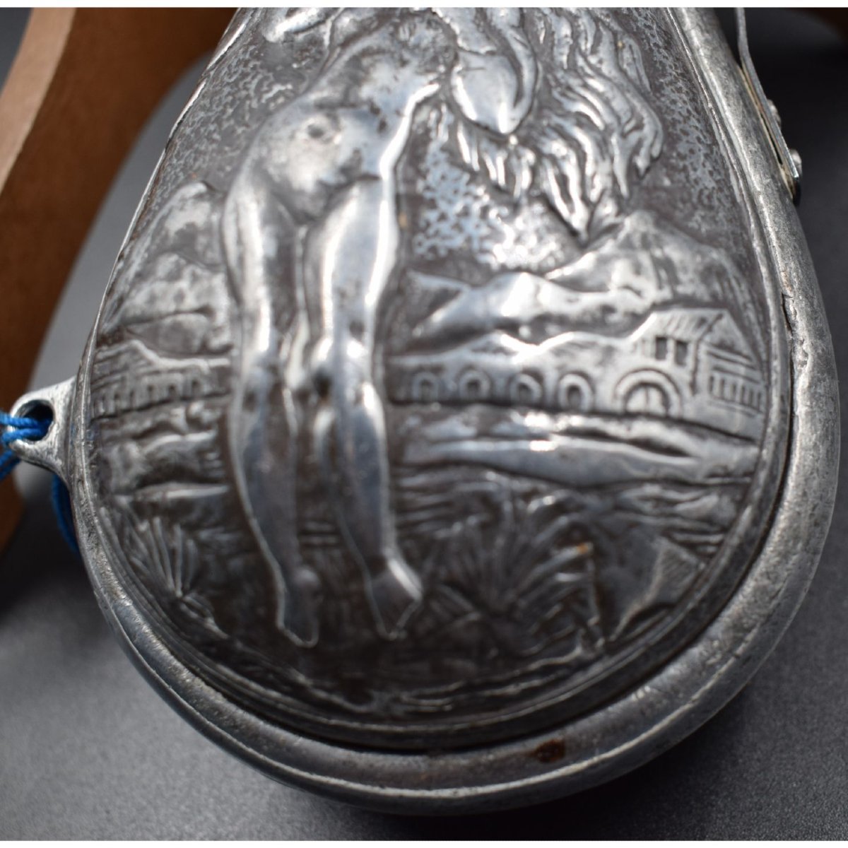 A Flask For Gunpowder Made Of Stamped And Chiseled Iron, Decorated With Mythological Figures-photo-1