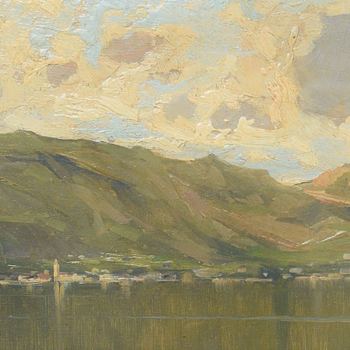 Lakeside View By Mario Moretti Foggia (20th Century) On Wood Panel-photo-1