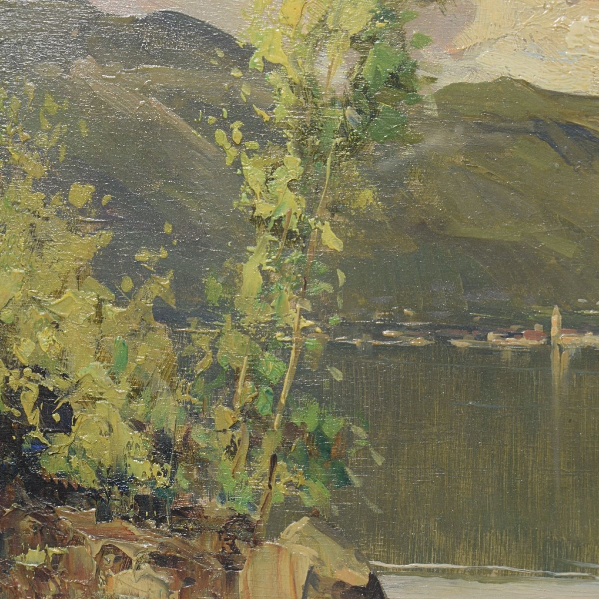 Lakeside View By Mario Moretti Foggia (20th Century) On Wood Panel-photo-3
