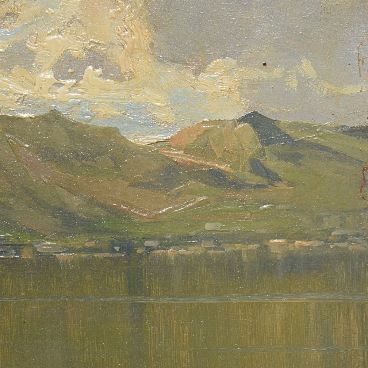 Lakeside View By Mario Moretti Foggia (20th Century) On Wood Panel-photo-5