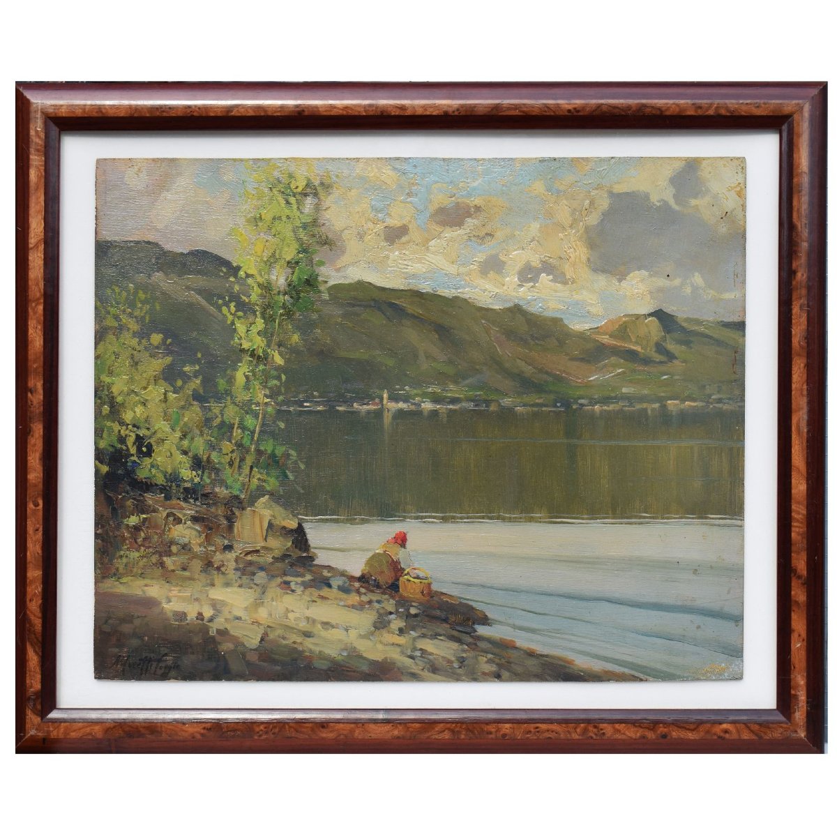 Lakeside View By Mario Moretti Foggia (20th Century) On Wood Panel