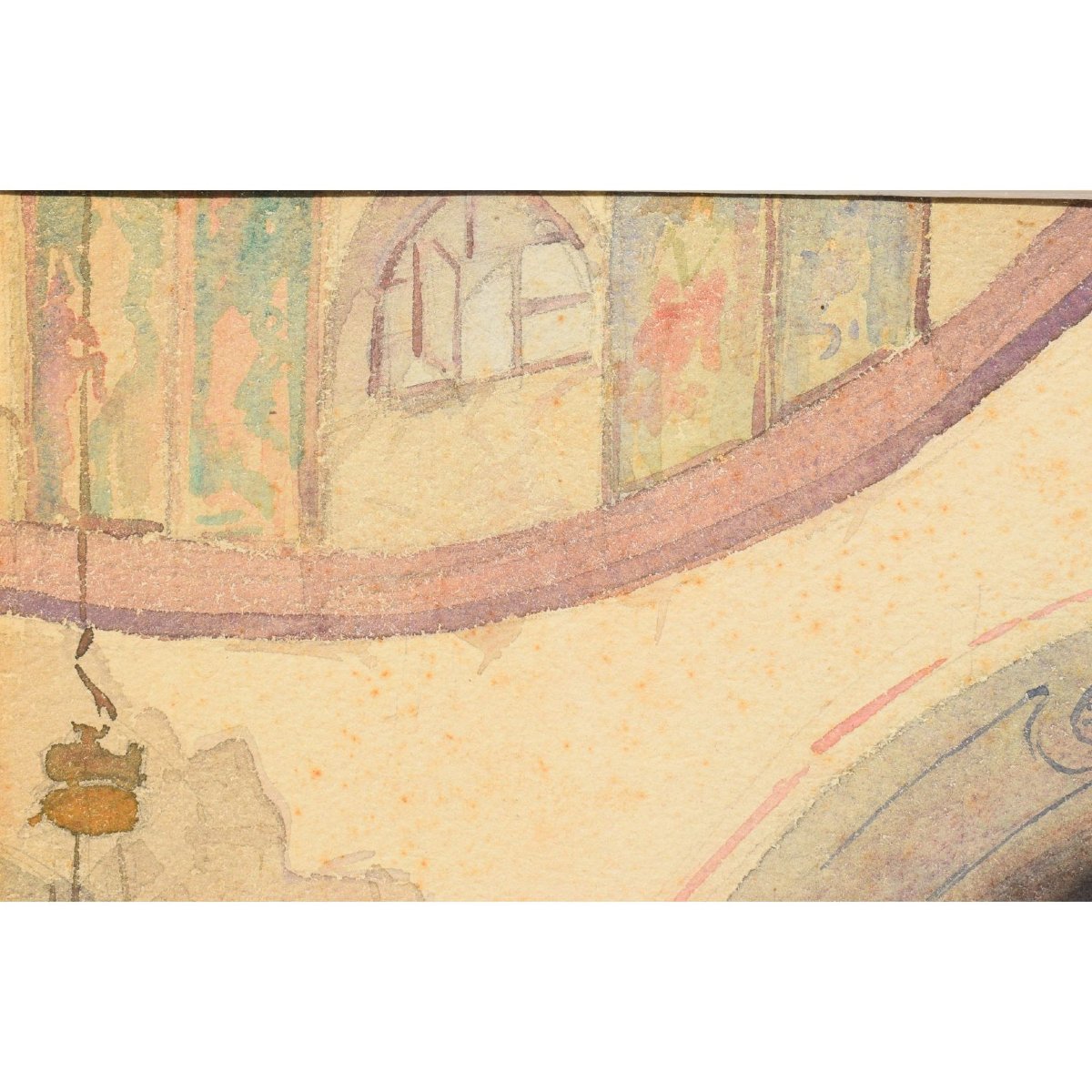 Aquarelle orientaliste Intérieur de la chapelle Sainte-Hélène, basilique du Saint-Sépulcre 1932-photo-5