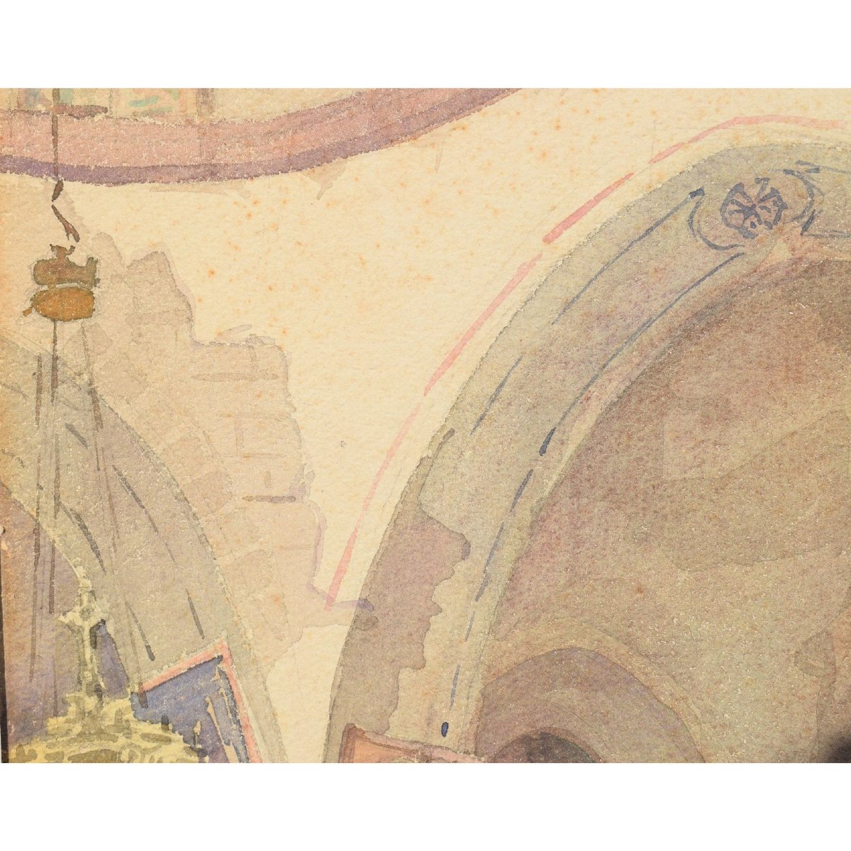 Aquarelle orientaliste Intérieur de la chapelle Sainte-Hélène, basilique du Saint-Sépulcre 1932-photo-6