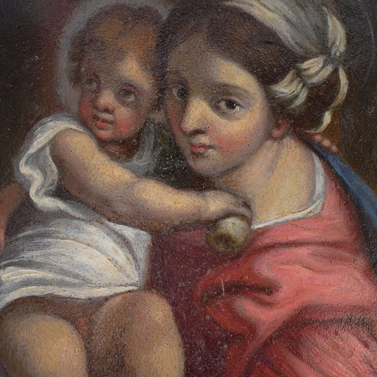 Cuivre du XVIIe siècle : La Sainte Famille avec le petit saint Jean, d'après Carracci-photo-4