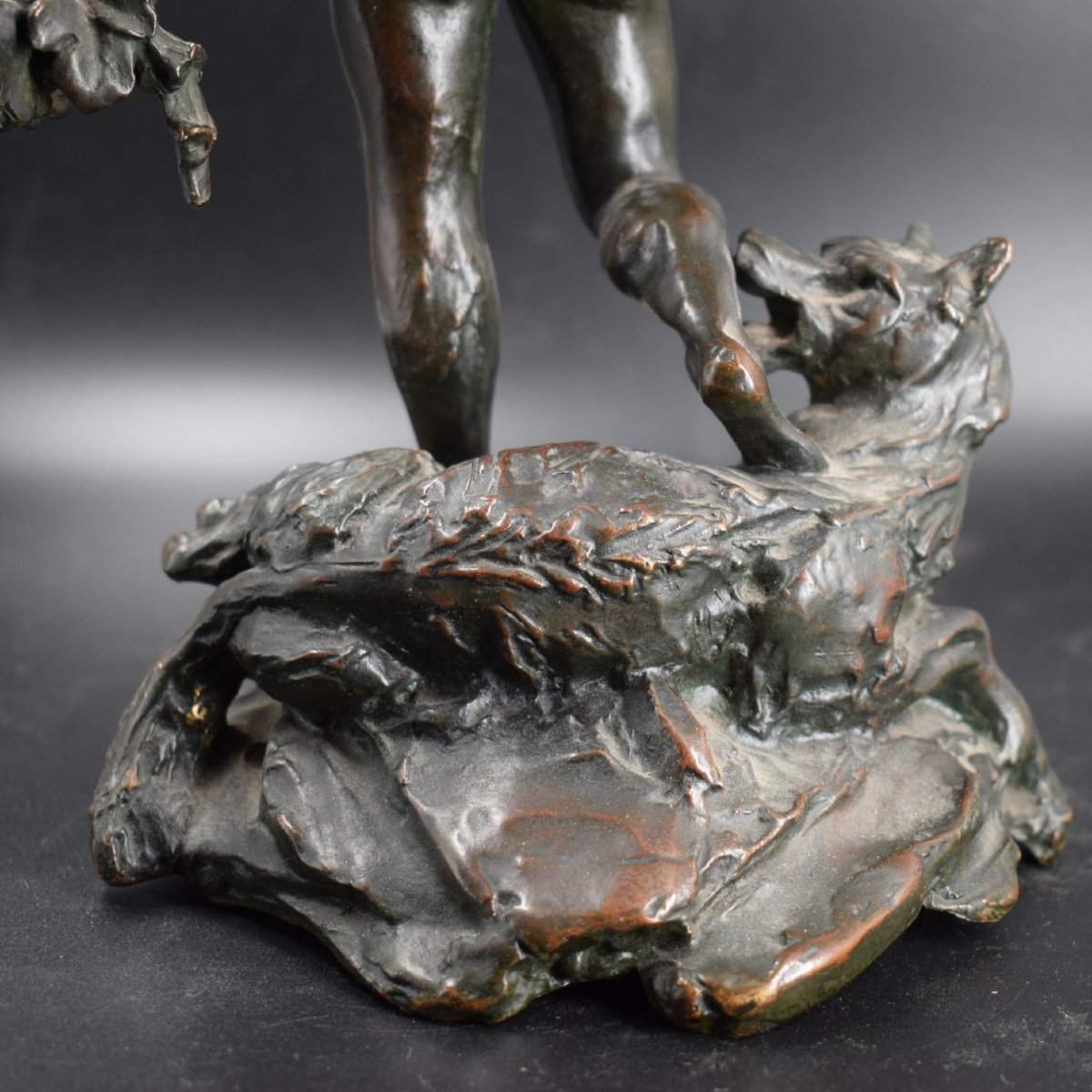 Bacchus With A Panther, Grapes, And A Thyrsus – Italian Bronze, 19th Century-photo-5