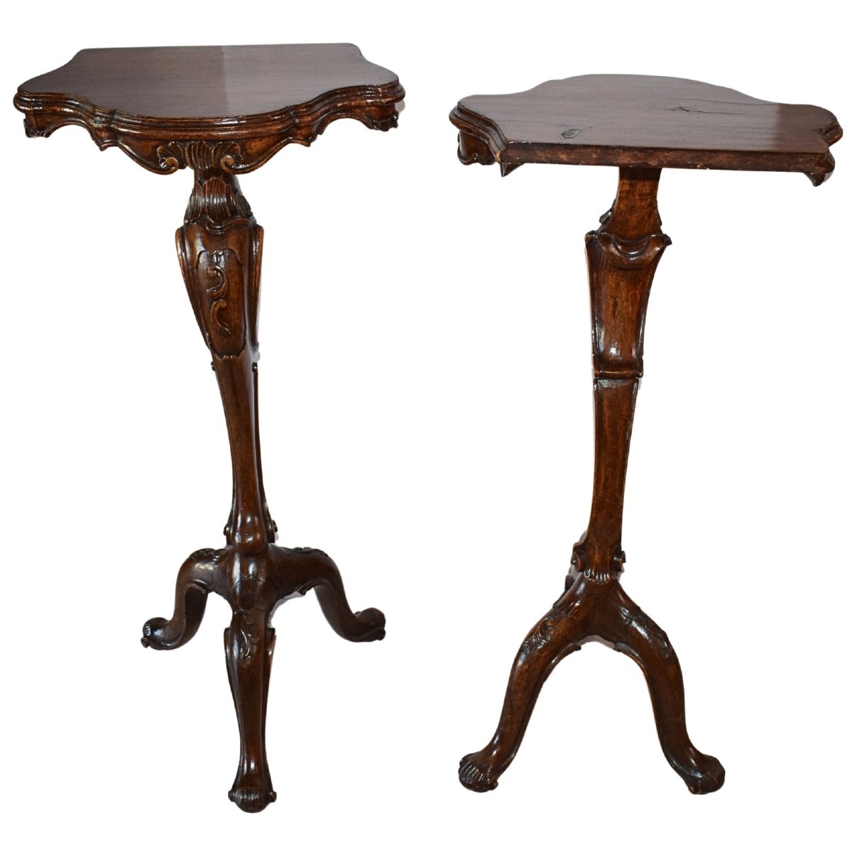 Pair Of Venetian Gueridons In Carved Walnut, Venice, 1720–1730-photo-2