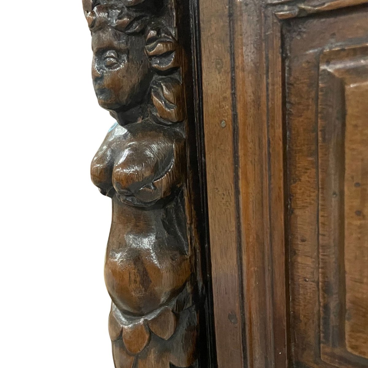 Commode de Bergame (Lombardie) en noyer sculpté, XVIIe siècle-photo-6