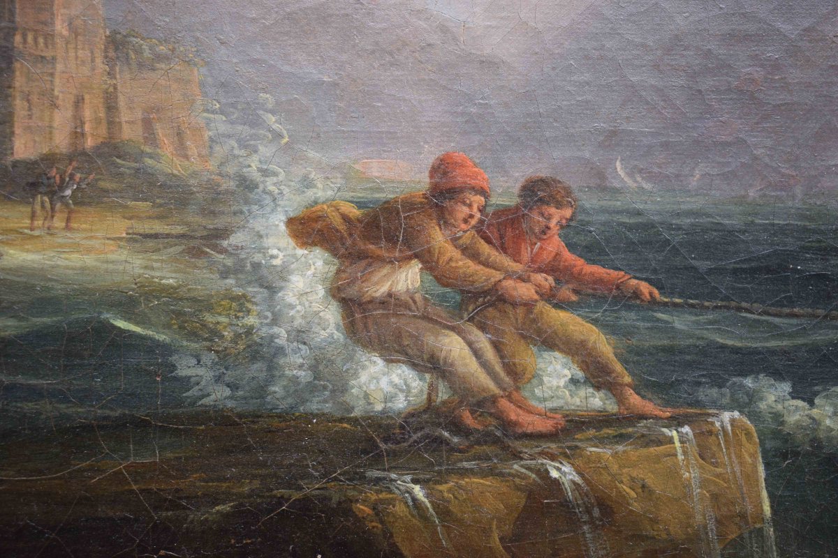 Jean Michel Diebolt (1779–1825) – Stormy Sea, Oil On Canvas, Signed And Dated 1817-photo-4