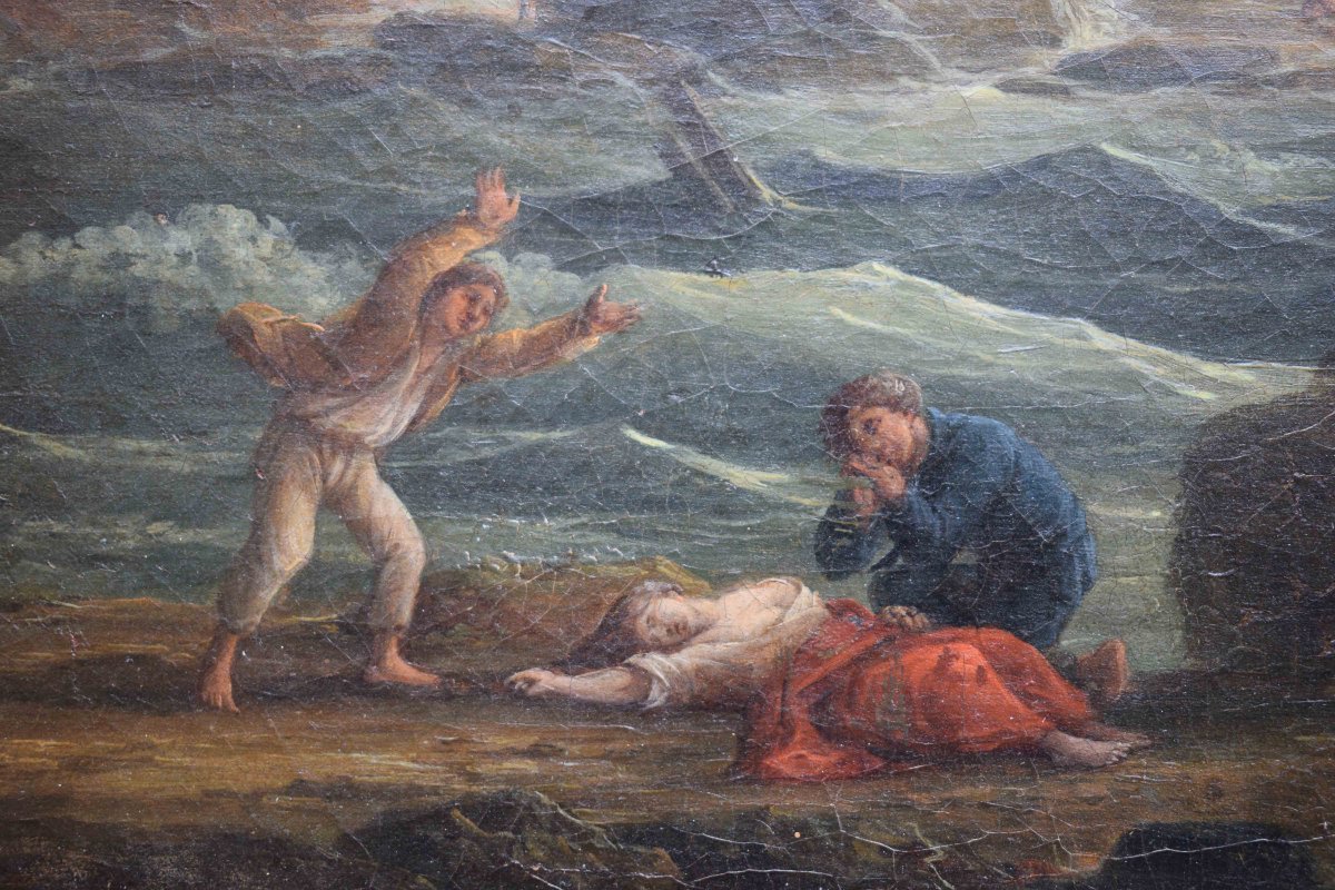 Jean Michel Diebolt (1779–1825) – Stormy Sea, Oil On Canvas, Signed And Dated 1817-photo-2