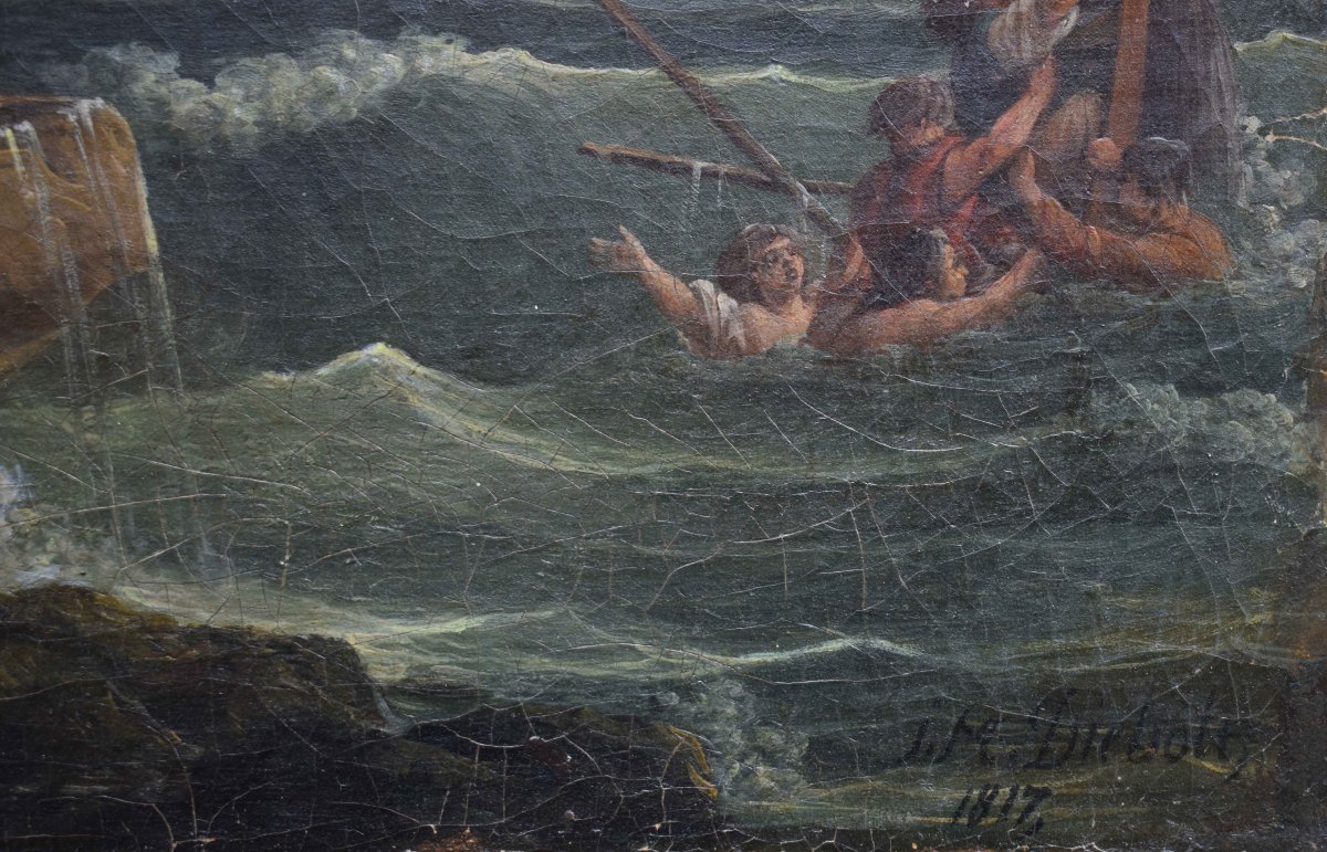 Jean Michel Diebolt (1779–1825) – Stormy Sea, Oil On Canvas, Signed And Dated 1817-photo-6