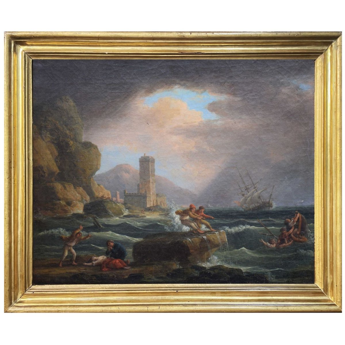 Jean Michel Diebolt (1779–1825) – Stormy Sea, Oil On Canvas, Signed And Dated 1817