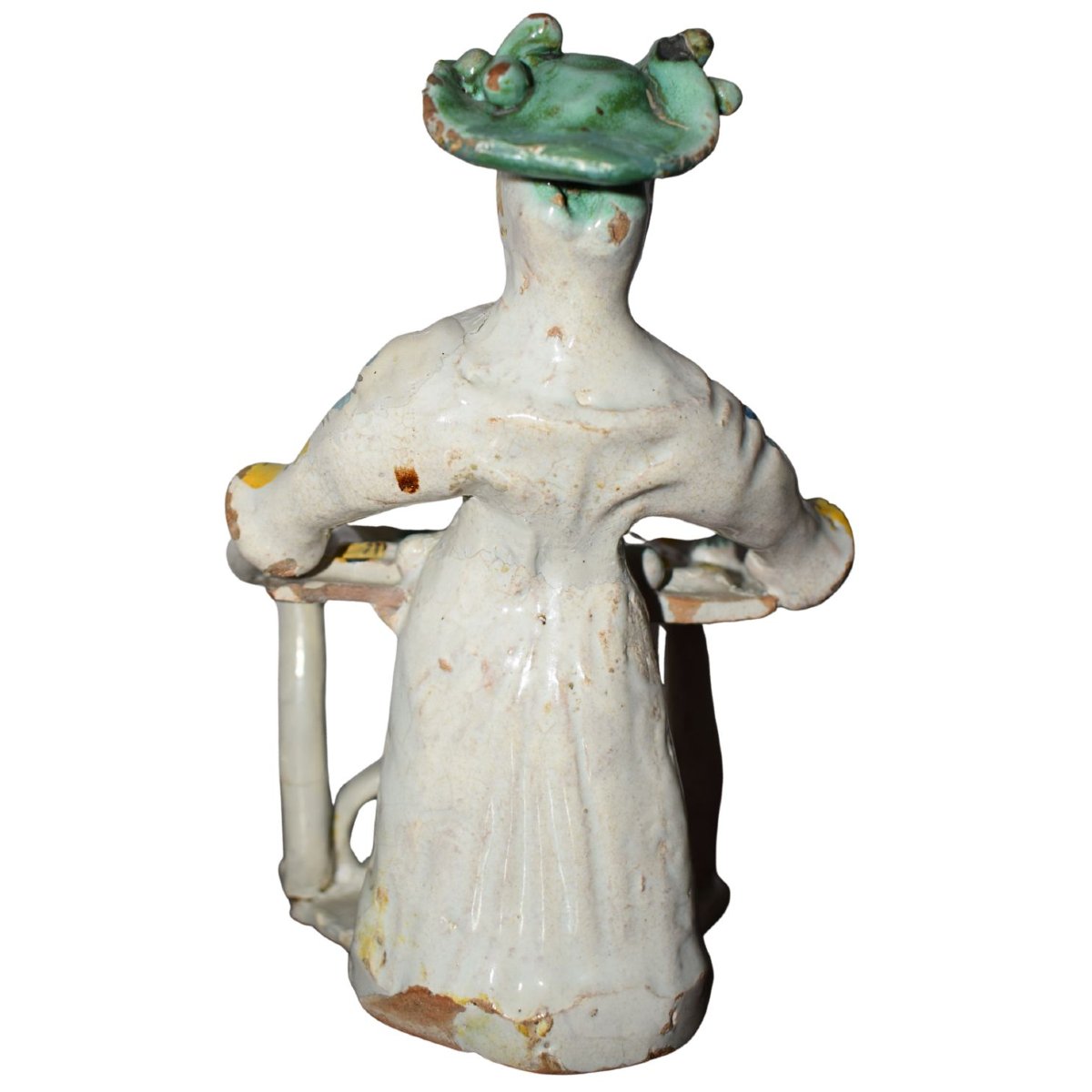 Antique Polychrome Majolica Anthropomorphic Salt Shaker From Ariano Irpino, 18th Century-photo-3