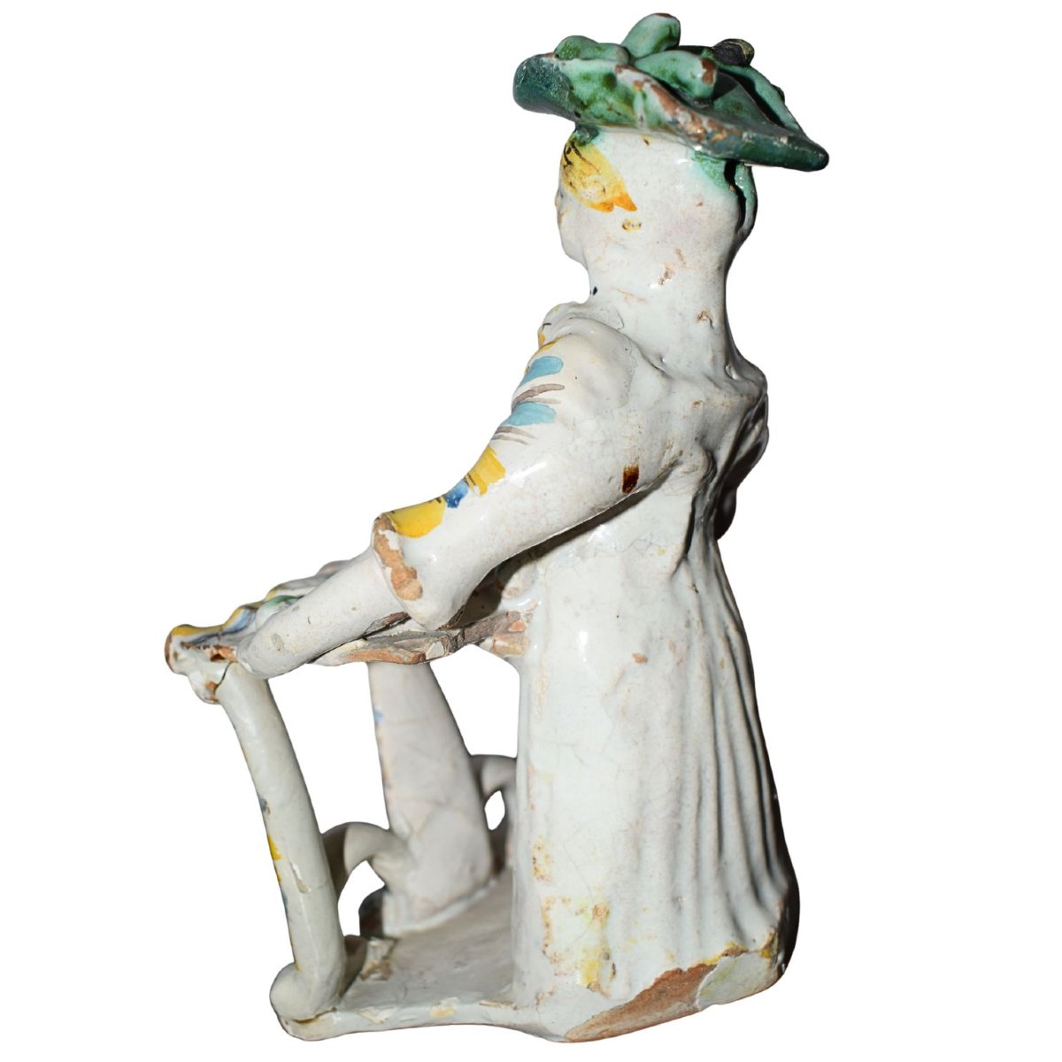 Antique Polychrome Majolica Anthropomorphic Salt Shaker From Ariano Irpino, 18th Century-photo-4