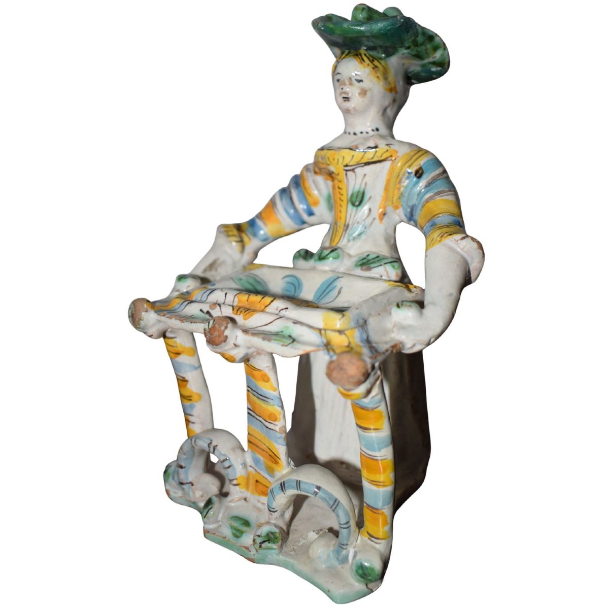 Antique Polychrome Majolica Anthropomorphic Salt Shaker From Ariano Irpino, 18th Century-photo-1