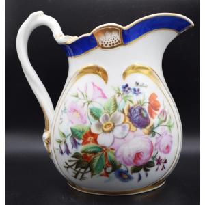 Parisian Porcelain Jug, Louis Philippe Period, 1850–1860 ‘fleur Peinte’ Decoration