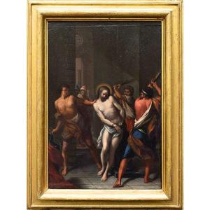 Tableau vénitien, fin du XVIe siècle La flagellation du Christ à la colonne