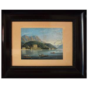 Tempera On Paper Depicting Villa Sommariva (now Villa Carlotta), Lake Como, Second Half