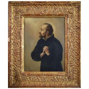 St. Ignatius Of Loyola, Oil On Copper, 17th Century – 16th-century Venetian Frame
