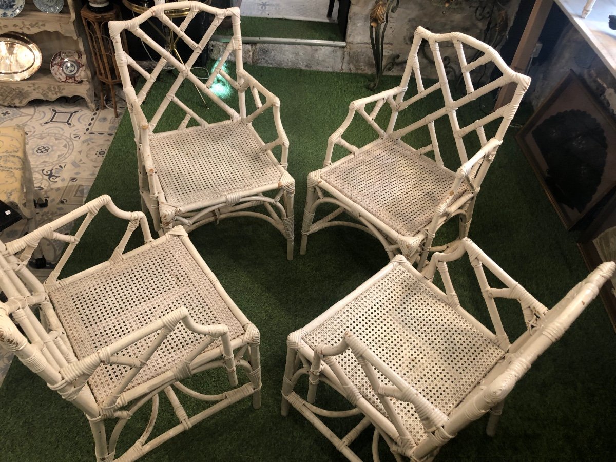 4 Fauteuils Bambou -photo-4