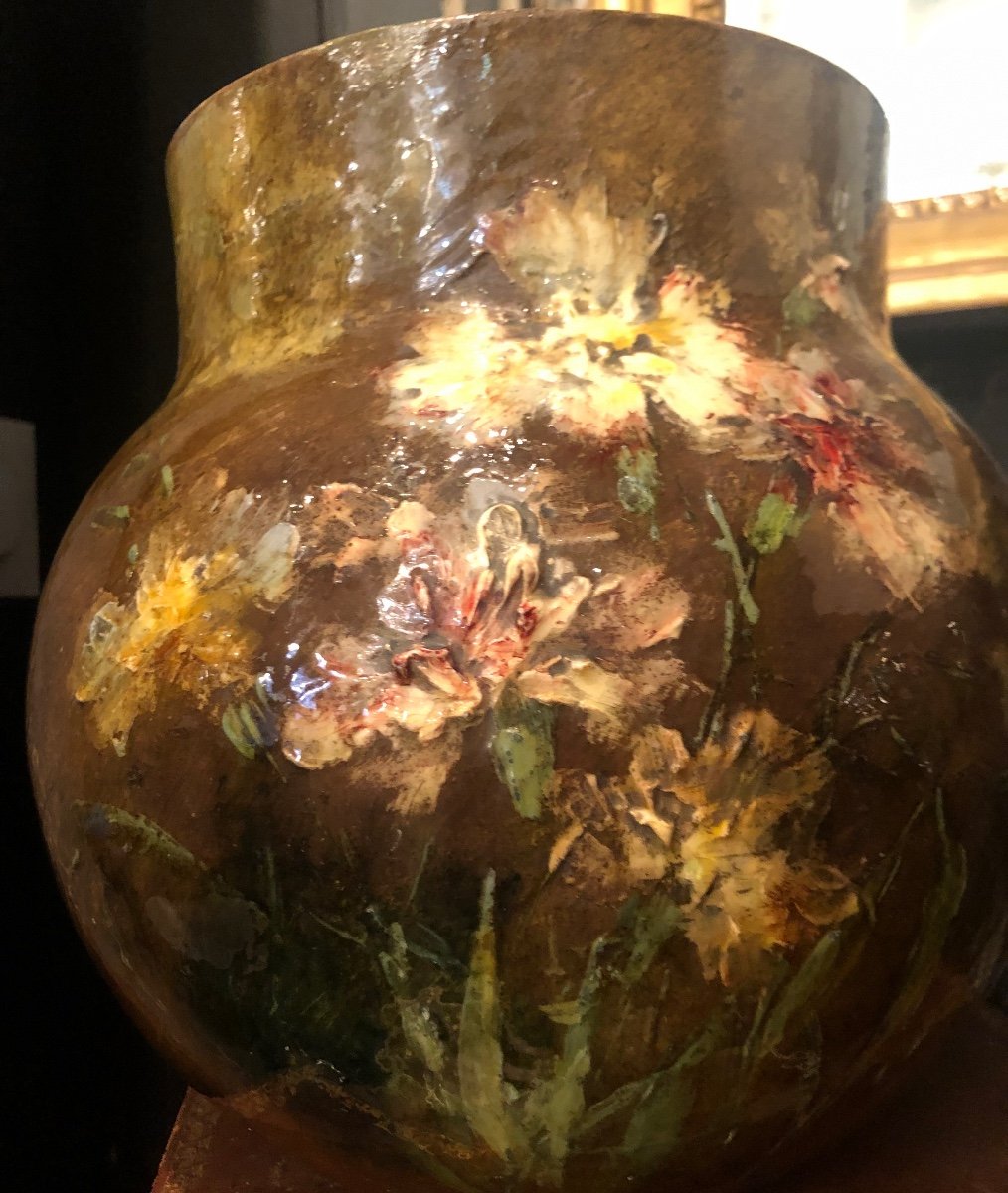 Montigny Sur Loing Barbotine Vase-photo-6