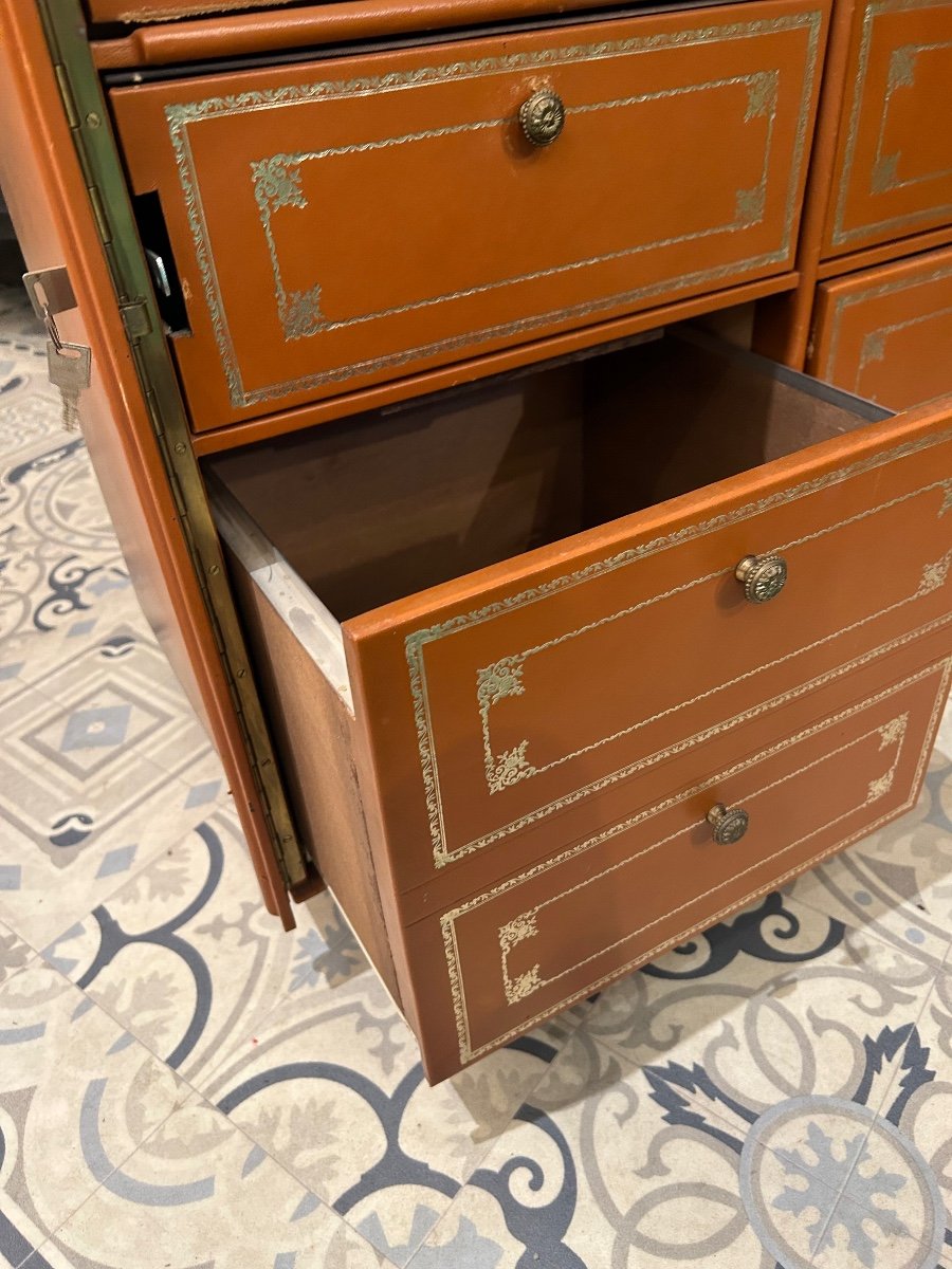 Cartonnier En Cuir Cognac -photo-3