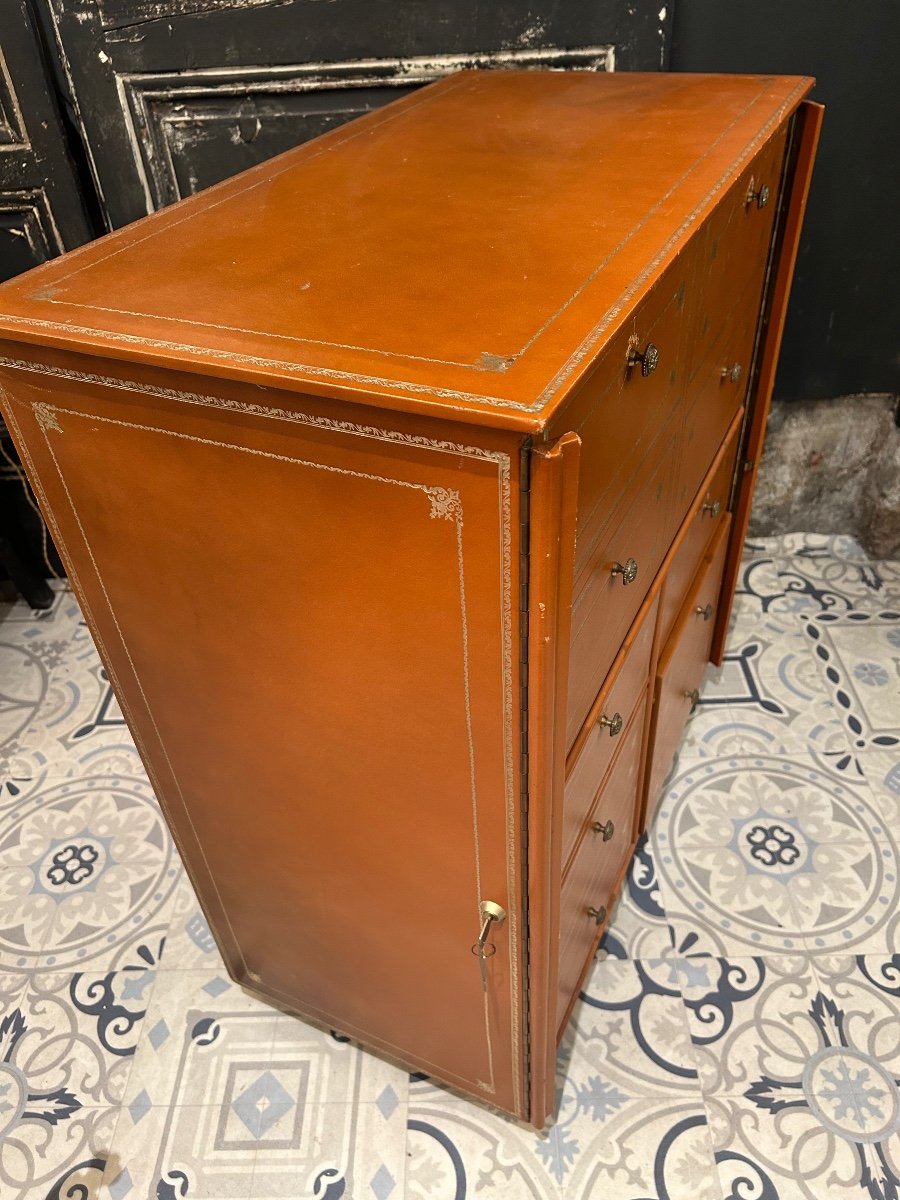 Cartonnier En Cuir Cognac -photo-3