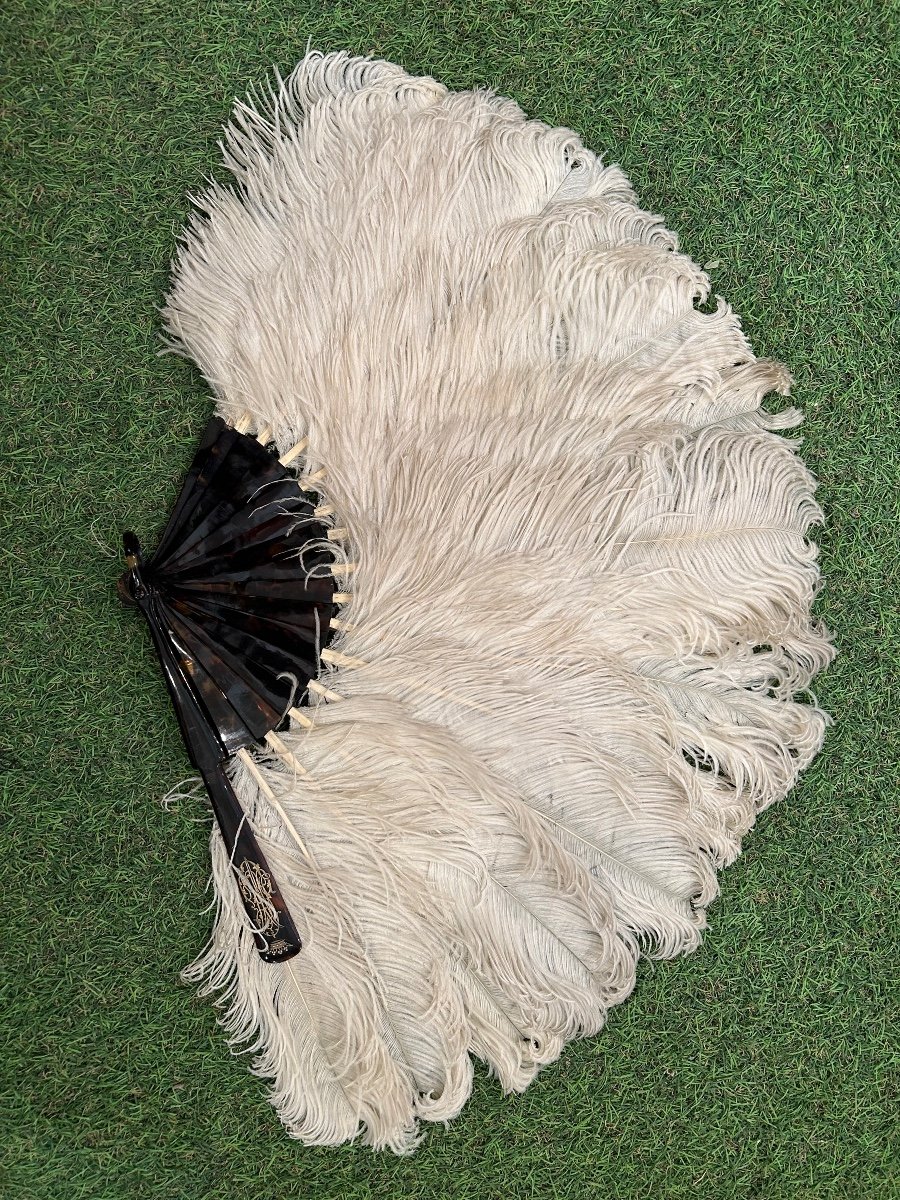 Large Ostrich Feather Ball Fan-photo-2