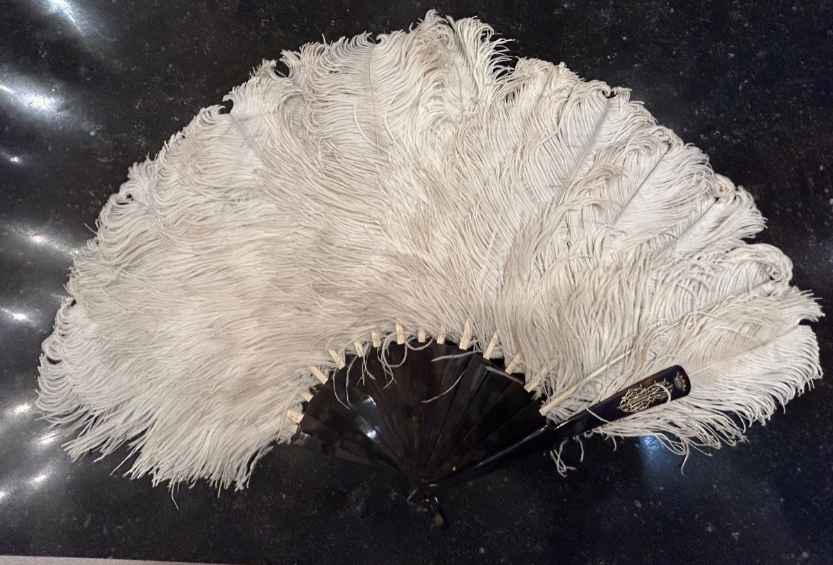 Large Ostrich Feather Ball Fan-photo-1