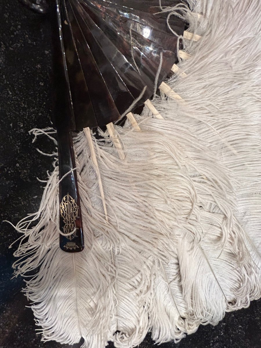 Large Ostrich Feather Ball Fan-photo-3