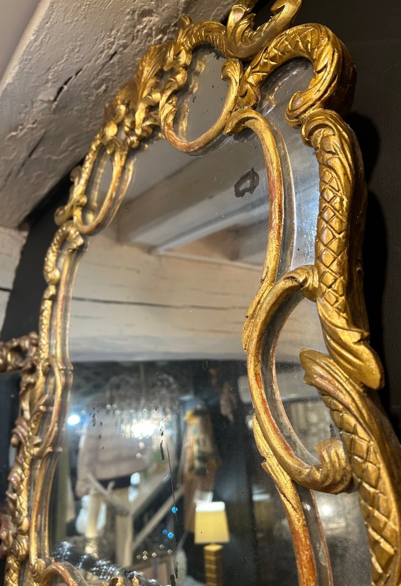 Mirror With Gilded Wood Bead-photo-2