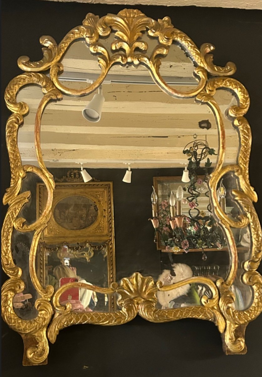 Mirror With Gilded Wood Bead