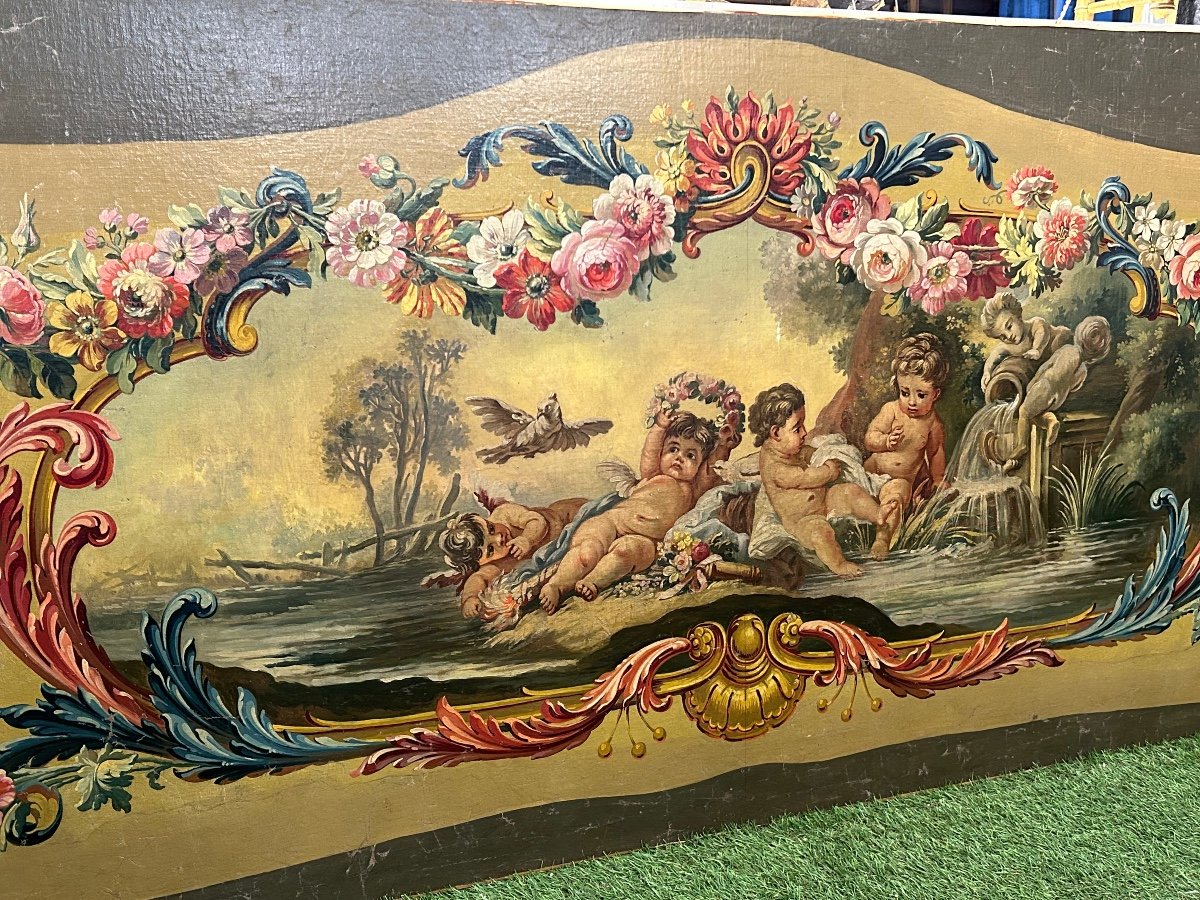 Large 19th Century Wallpaper Mounted On Panel -photo-1