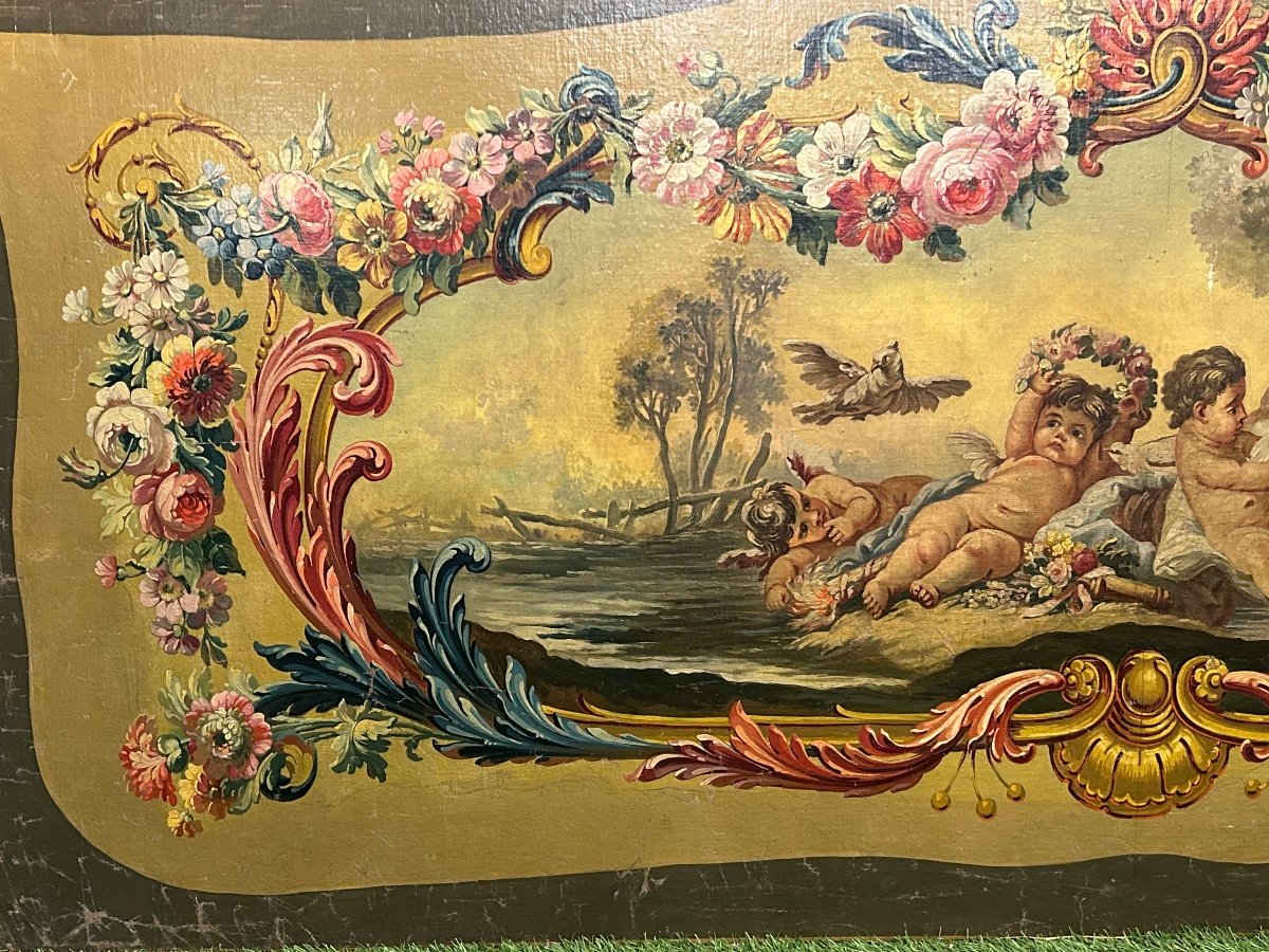 Large 19th Century Wallpaper Mounted On Panel -photo-8