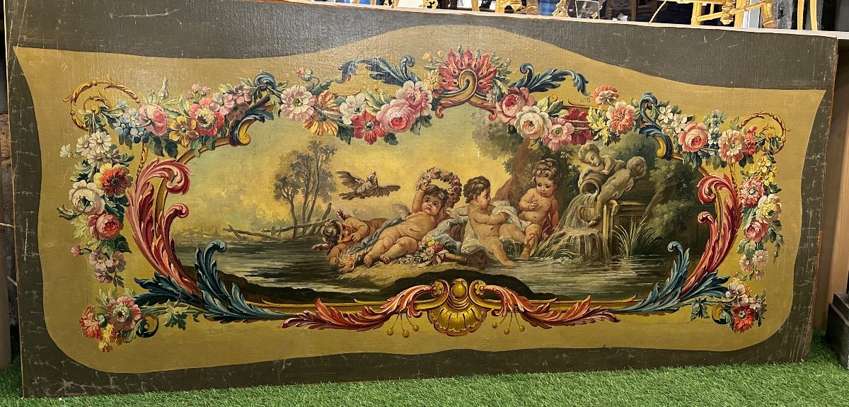 Large 19th Century Wallpaper Mounted On Panel -photo-7