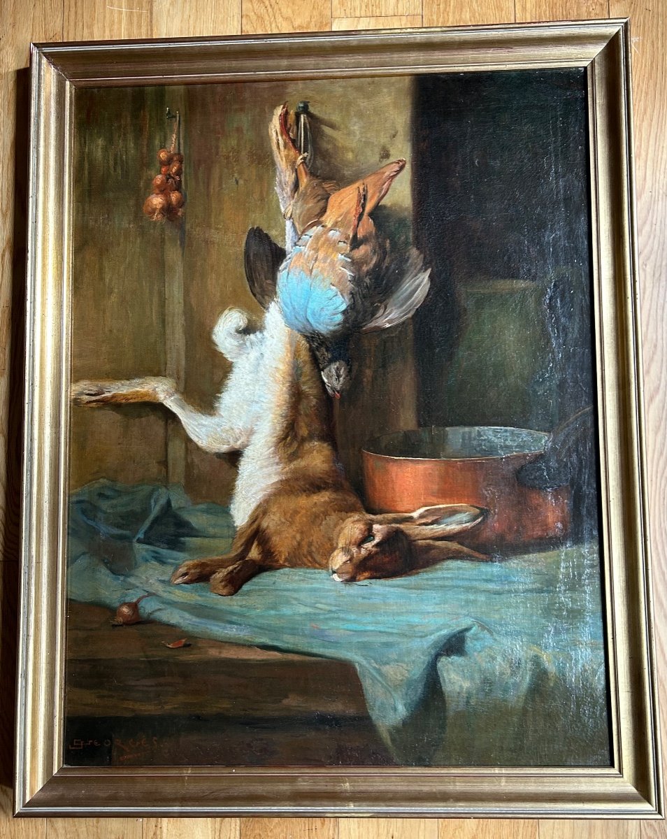 Still Life Painting With Hare And Poultry 