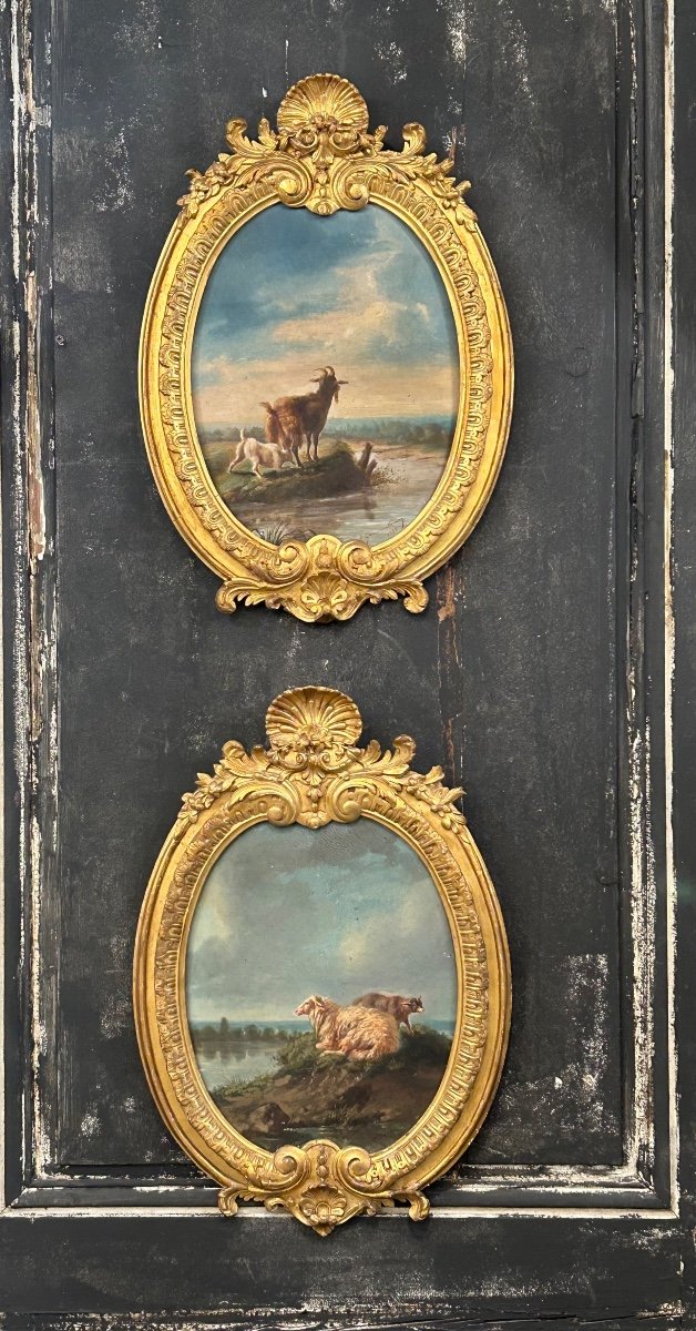 Paire De Tableaux Huile sur Panneaux XIX éme Siècle -photo-6