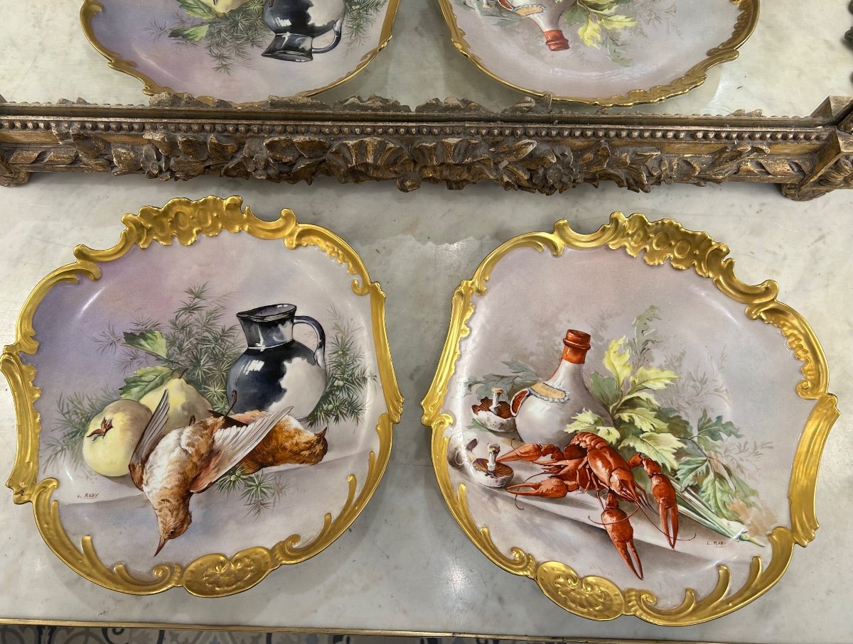 Pair Of Limoges Porcelain Still Life Dishes -photo-2