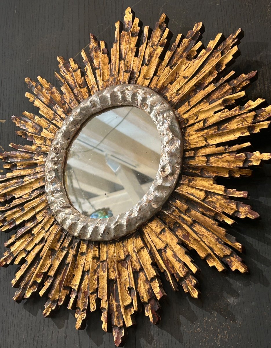 Sun Mirror In Gold And Silver Wood -photo-1