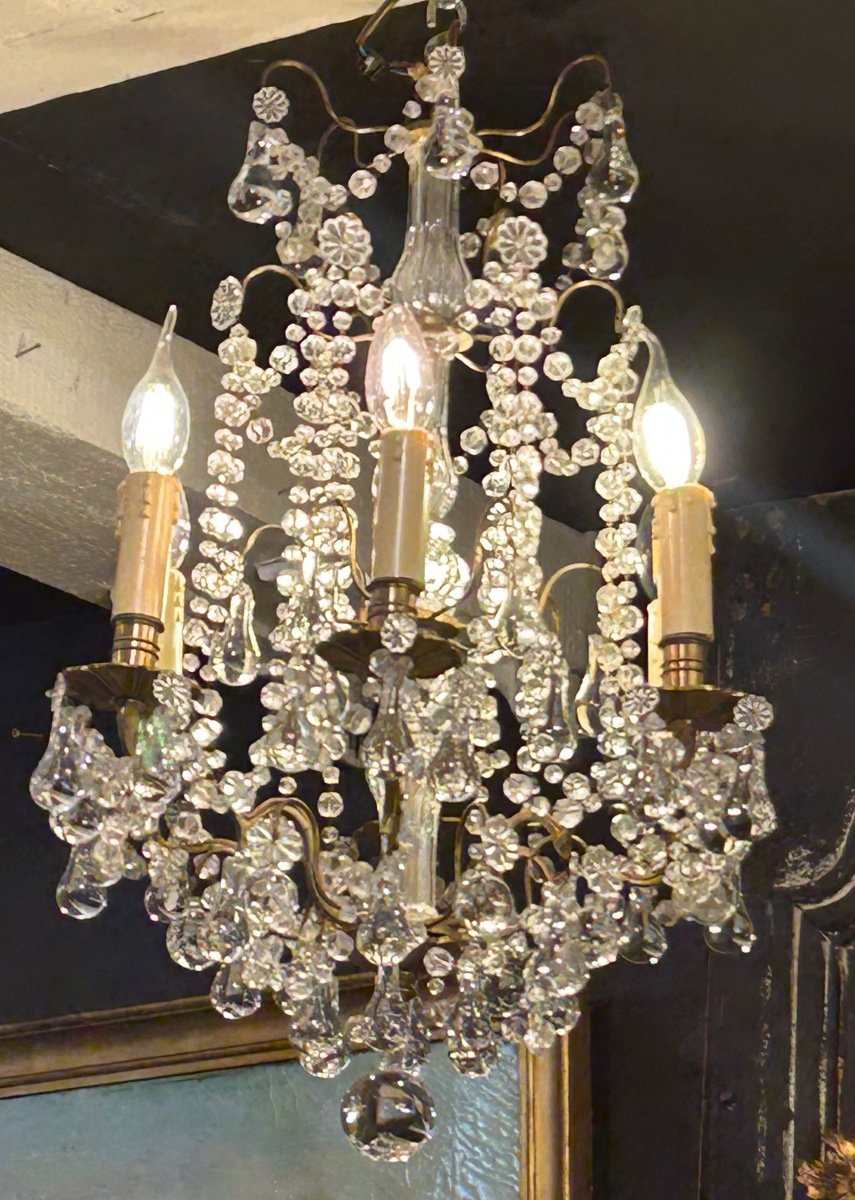 Lustre Cage à Pampilles En Cristal 