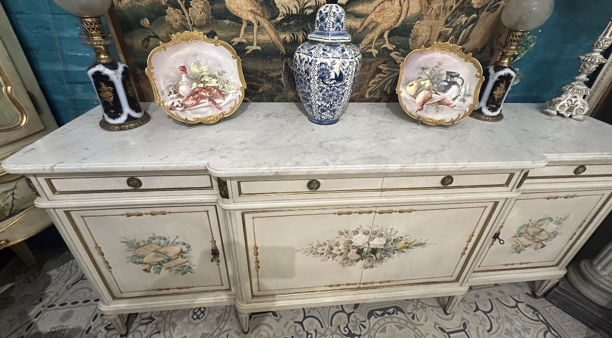 Enfilade De Style Louis XVI Patiné Aux Instruments De Musique -photo-5