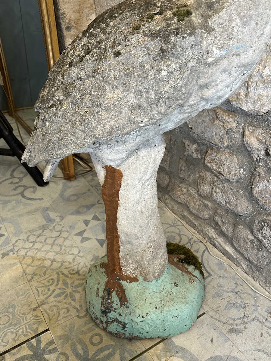 Grande Cigogne En Pierre Reconstituée -photo-3