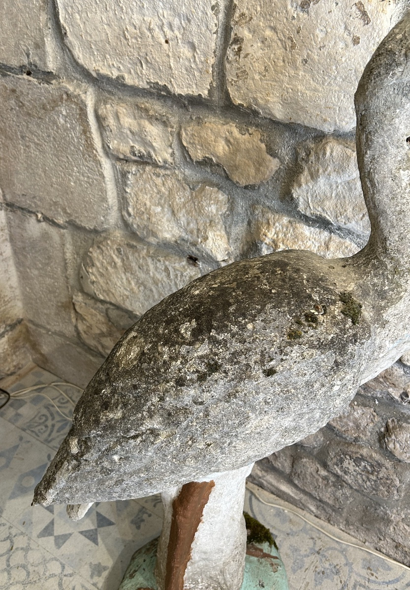 Grande Cigogne En Pierre Reconstituée -photo-4