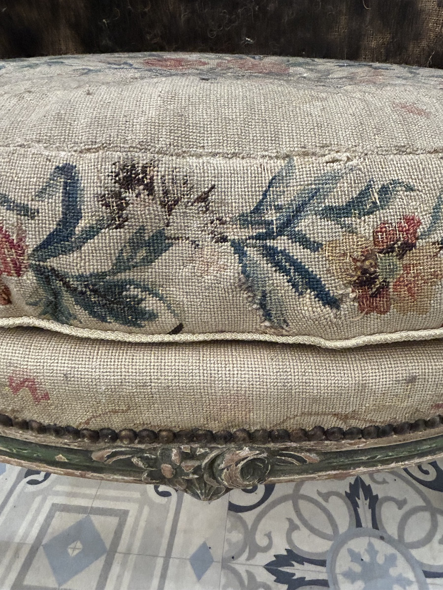 Pair Of Louis XVI Style Patinated Bergere Chairs-photo-3