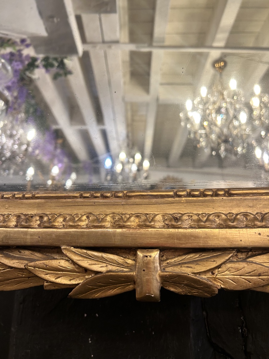 Louis XVI Period Pediment Mirror With Musical Attributes -photo-3